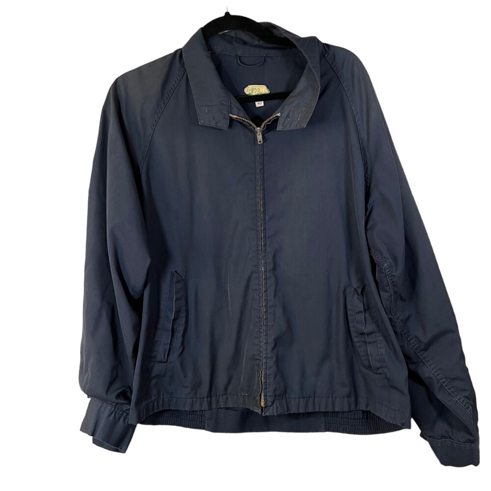 L.L. Bean Vintage 1950s Script Cursive Navy Full Zip Jacket Men's Size 42  Flaws